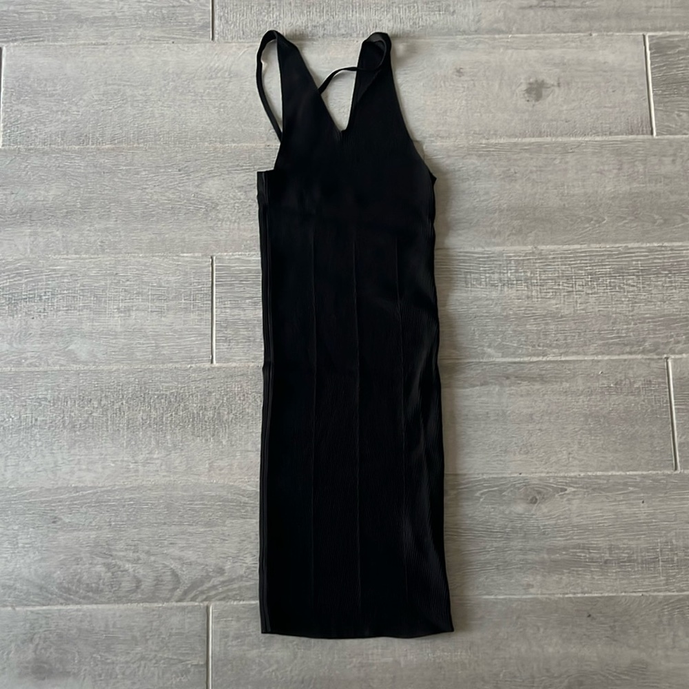 Zara Black Ribbed Bodycon Dress